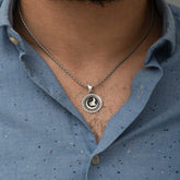 Silver Crescent Grey Wolf Necklace